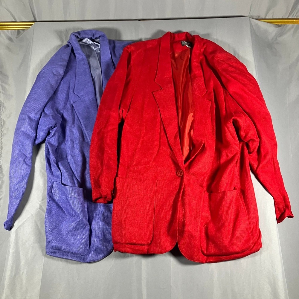 Vintage Red & Purple Blue Blazer Suit Jacket Womens Size 12 Made in‎ USA